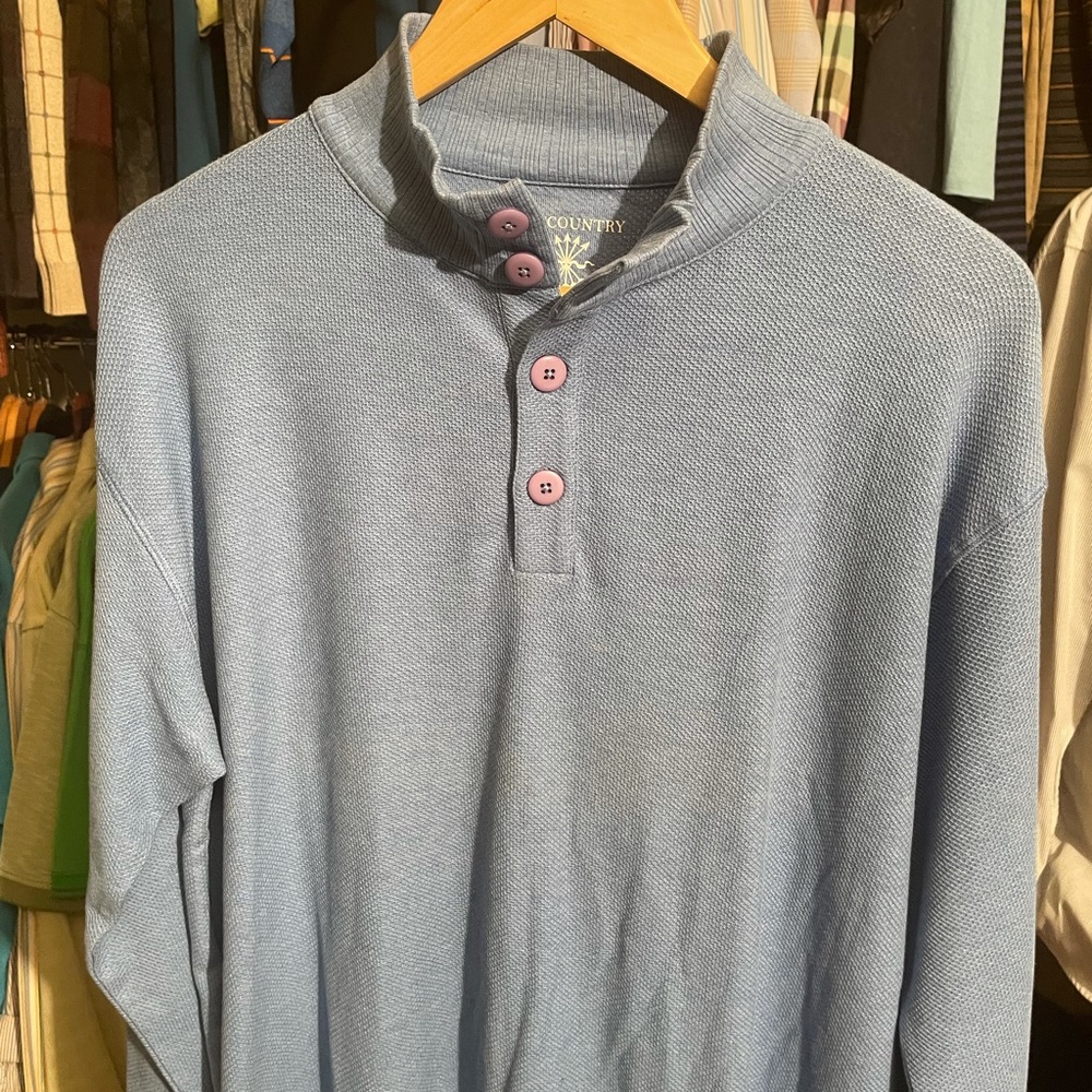 (New) Low Country Men’s Quarter-Button  / Blue / L